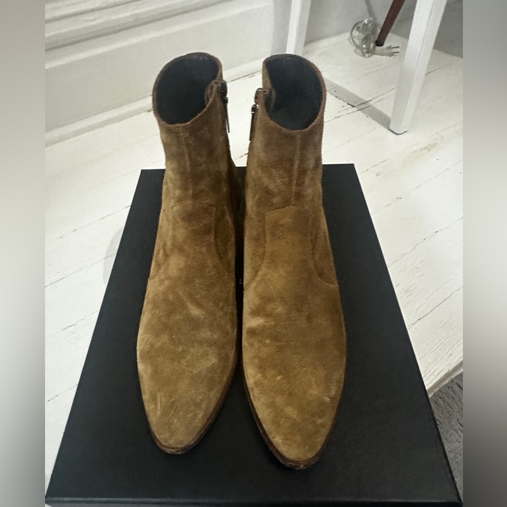 Saint Laurent Tan Ankle Boots Sleek Suede Design